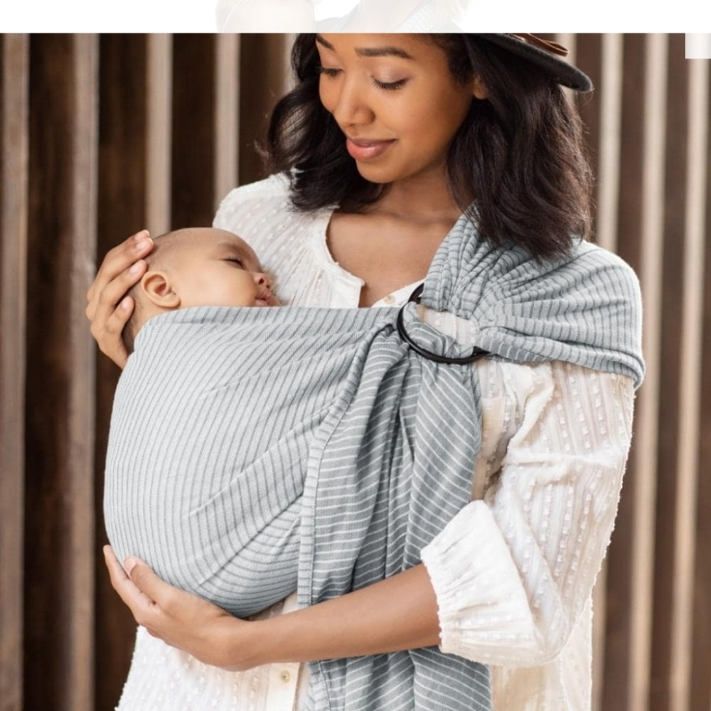 Moby Ring Sling in Silver Streak Baby Wearing